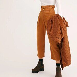 Free People Flow Away Cropped Chestnut Pants Size 8